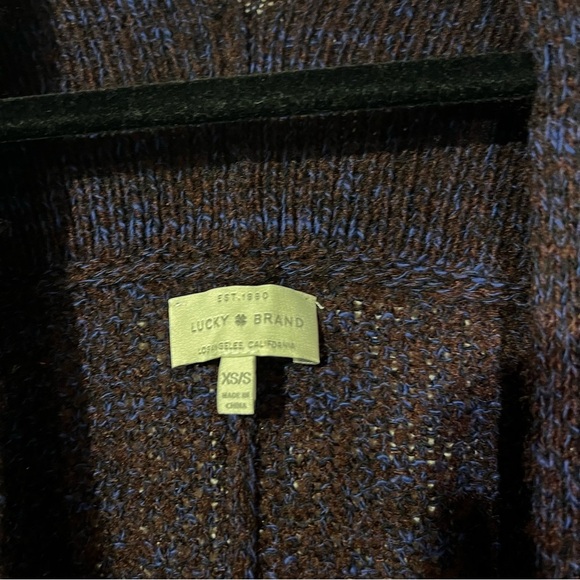 Lucky Brand Crochet Poncho Cardigan Maroon and Blue Size XS/S Wool Open Front - Picture 4 of 12